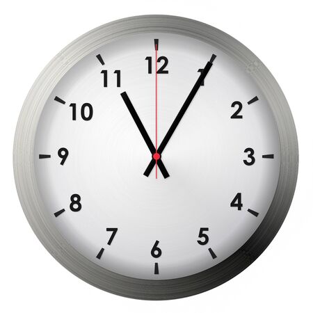 Analog metal wall clock isolated on white background.の写真素材