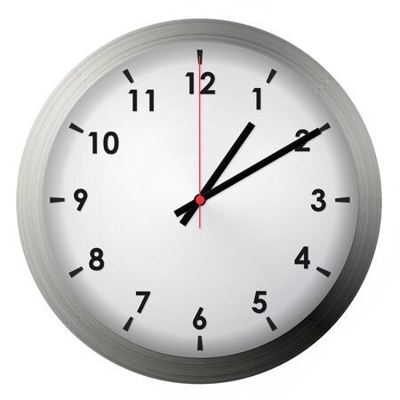 Analog metal wall clock isolated on white background.の写真素材