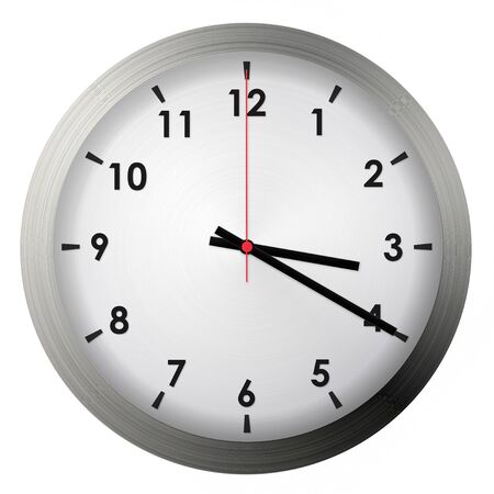 Analog metal wall clock isolated on white background.の写真素材