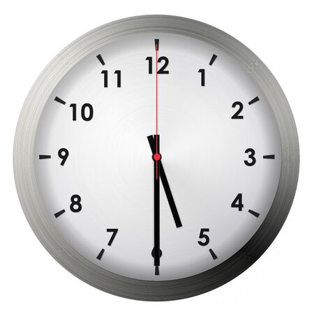 Analog metal wall clock isolated on white background.の写真素材