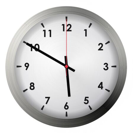 Analog metal wall clock isolated on white background.の写真素材