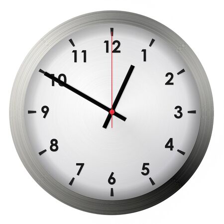 Analog metal wall clock isolated on white background.の写真素材