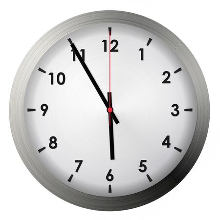 Analog metal wall clock isolated on white background.の写真素材