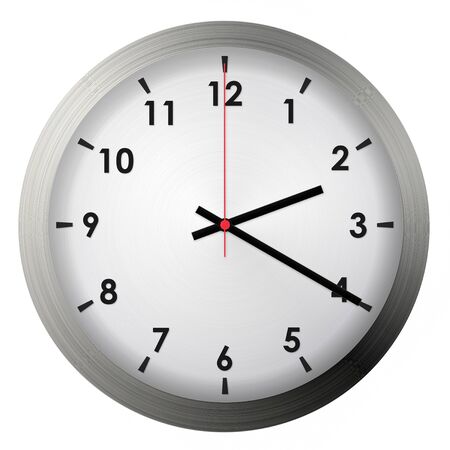 Analog metal wall clock isolated on white background.の写真素材