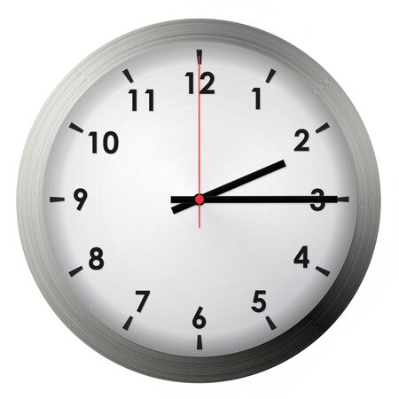 Analog metal wall clock isolated on white background.の写真素材