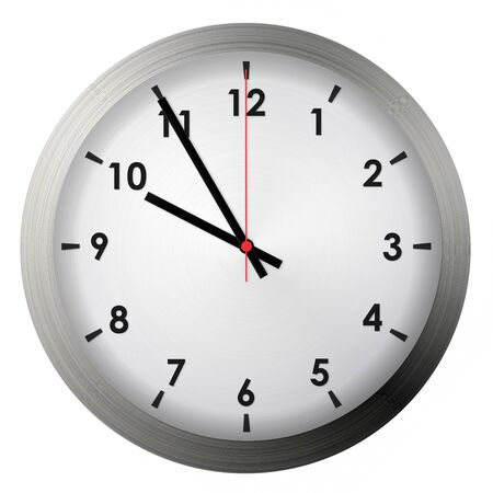 Analog metal wall clock isolated on white background.の写真素材