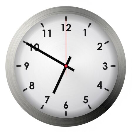 Analog metal wall clock isolated on white background.の写真素材