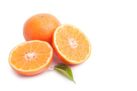 Tangerines isolated on white backgroundの写真素材
