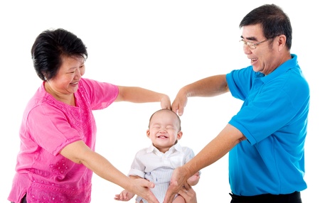 Asian grandparent and grandson