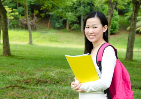 Portrait of a cheerful asian college student の写真素材
