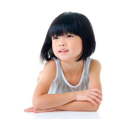 Portrait of lovely asian childの写真素材