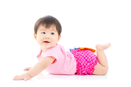 Portrait of a beautiful asian baby girlの写真素材