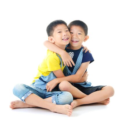 Asian twin brothersの写真素材