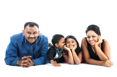 Indoor portrait of indian familyの写真素材