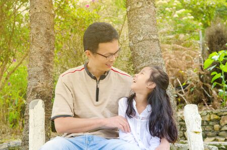 Asian father and daughterの写真素材
