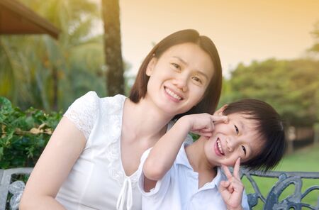 Cheerful mother and happy childの写真素材