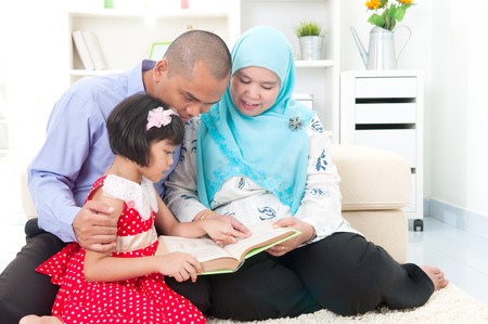 Malay family readingの写真素材