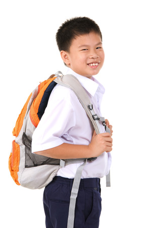 Cheerful asian primary school boyの写真素材