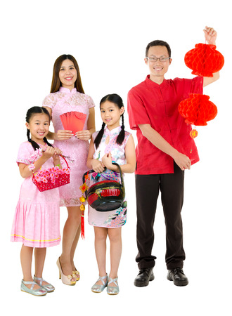 Asian family celebrating chinese new yearの写真素材