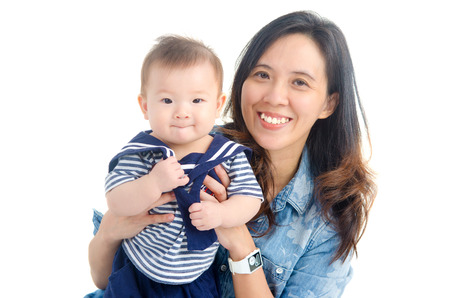 Portrait of asian mother and baby