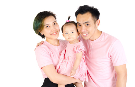Indoor portrait of asian family