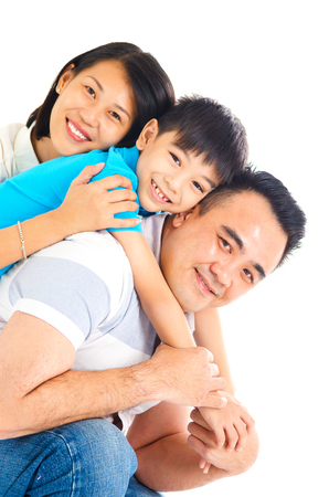 Indoor portrait of asian familyの写真素材