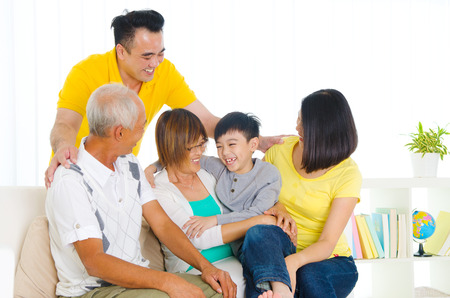 Asian three generations family enjoy family timeの写真素材