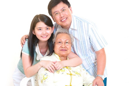 Portrait of asian senior woman and childrenの写真素材