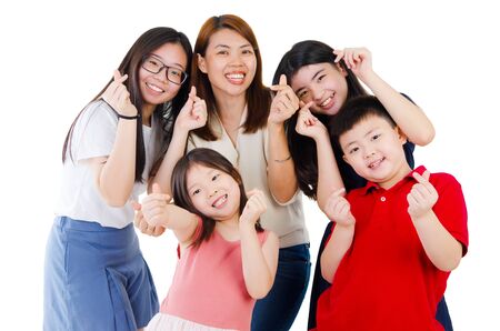 Portrait of asian mother and her kidsの写真素材