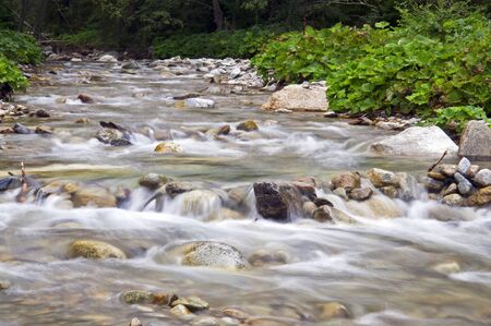 Shallow rocky creek with long exposure