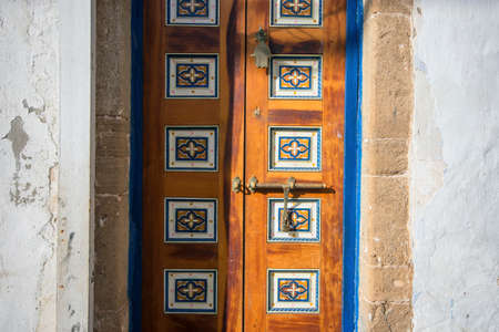 African architecture door detail at sunny day in Rabat, Moroccoの写真素材