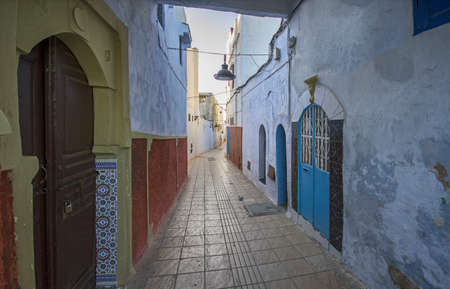 African street architecture at sunny day in Rabat, Moroccoの写真素材
