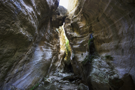 Gorge with large rocks in Cyprusの写真素材