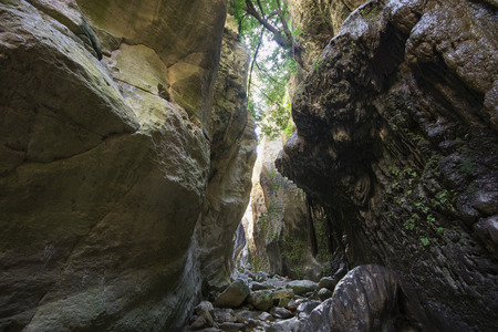 Avakas Gorge with large rocks in Cyprusの写真素材