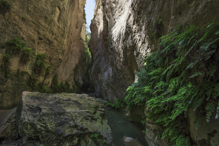 Avakas Gorge with large rocks in Cyprusの写真素材