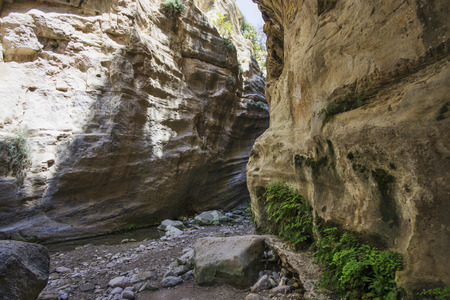 Gorge with large rocks in Cyprusの写真素材