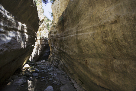 Gorge with large rocks in Cyprusの写真素材