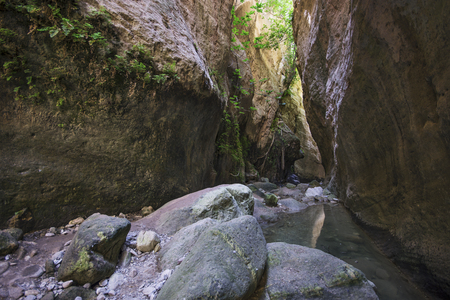 Avakas Gorge with large rocks in Cyprusの写真素材