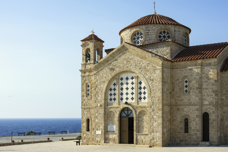 Agios Georgios orthodox Chapel at sunset in Cyprusの写真素材