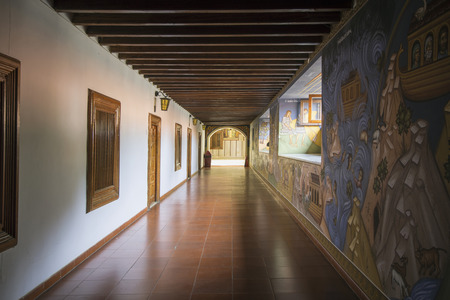 Inside corridor of Kykkos Monastery in Cyprusの写真素材