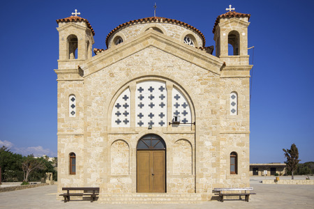 Agios Georgios orthodox Chapel at sunset in Cyprusの写真素材