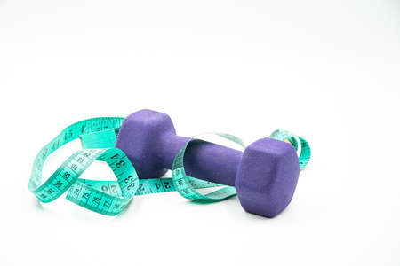 Sports flat lay on an white background.  Online training. Schedule of sports exercises.の写真素材