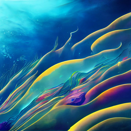 Abstract fantasy underwater ocean seascape illustrationの写真素材