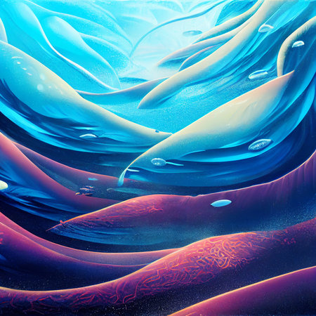 Abstract fantasy underwater ocean seascape illustration