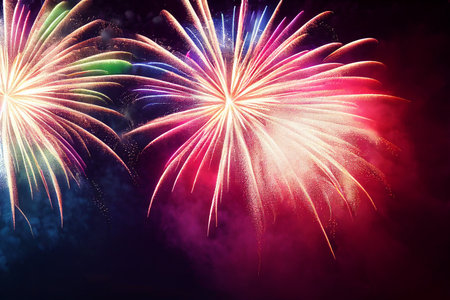 exploding fireworks New Year backgroundの写真素材