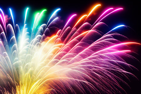 exploding fireworks New Year backgroundの写真素材