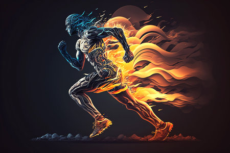 fitness running concept. created with generative AI technologyの素材