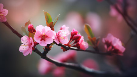 Spring flower bloom nature background  shallow depth of field of wild, Generative AIの素材