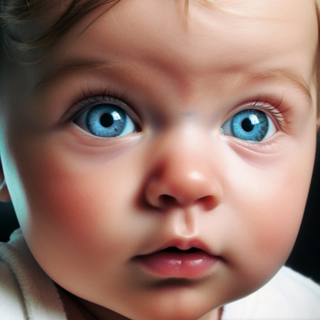 Cute baby with blue eyes.の素材