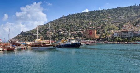 The beach at the Red Tower in Alnya, Turkeyのeditorial素材